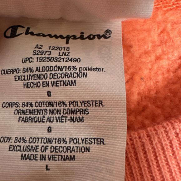 Y2K Street Champion Reverse Weave All Over Logo Papaya White Sweatshirt Mens XL - Picture 5 of 5